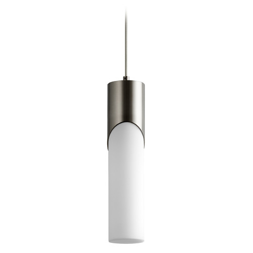 Ellipse 17-Inch LED Glass Pendant in Satin Nickel by Oxygen Lighting