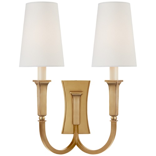 Visual Comfort Signature Collection Thomas OBrien Delphia Double Arm Sconce in Brass by Visual Comfort Signature TOB2273HABL