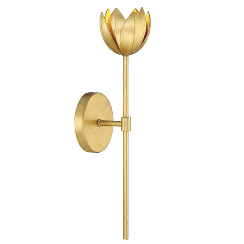Meridian 19-Inch High Floral Wall Sconce in True Gold by Meridian M90081TG