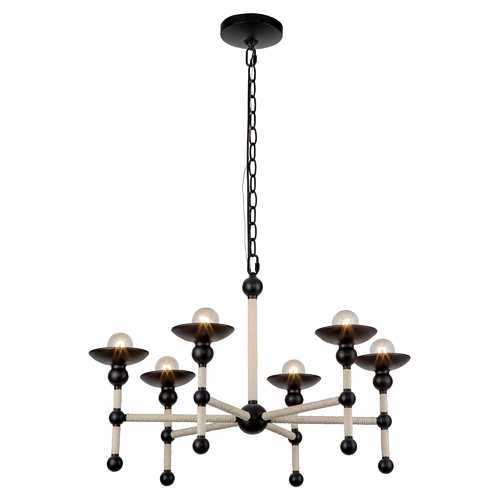 Nadine 25-Inch Chandelier in Matte Black with Cotton by Alora Lighting