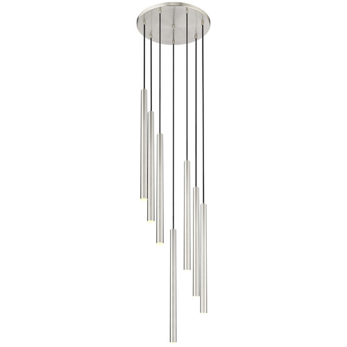 Z-Lite Forest Brushed Nickel LED Multi-Light Pendant with Cylindrical Shade
