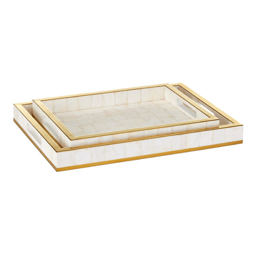 Currey and Company Lighting Currey and Company Casey Natural Mother Of Pearl & Brass Tray 1200-1021