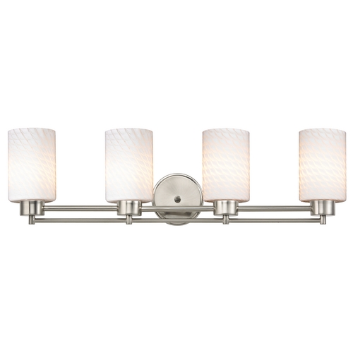 Design Classics Lighting Modern Bathroom Light with White Glass in Satin Nickel Finish 704-09 GL1020C