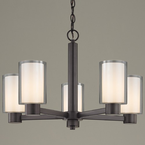 Frosted Glass Chandelier Bronze 5-Lt