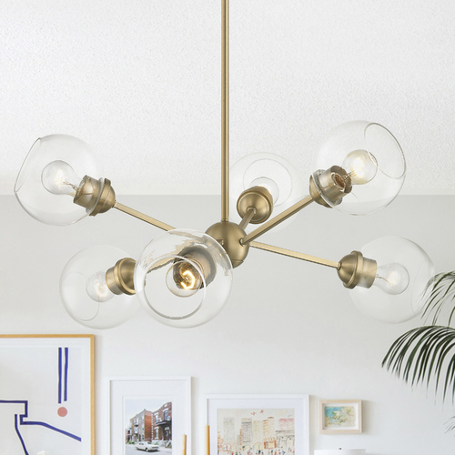 Design Classics Lighting Haus Sputnik Clear Globe Chandelier in Aged Brass 1832-AB G1832-CL