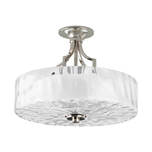 Caress Semi-Flush Mount Ceiling Light in Polished Nickel by Progress Lighting