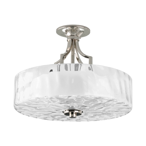 Progress Lighting Caress Semi-Flush Mount Ceiling Light in Polished Nickel by Progress Lighting P3434-104