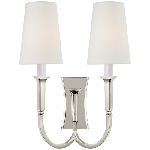Visual Comfort Signature Collection Thomas OBrien Delphia Double Arm Sconce in Nickel by Visual Comfort Signature TOB2273PNL
