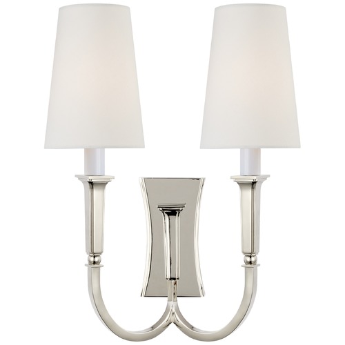 Thomas OBrien Delphia Double Arm Sconce in Nickel by Visual Comfort Signature