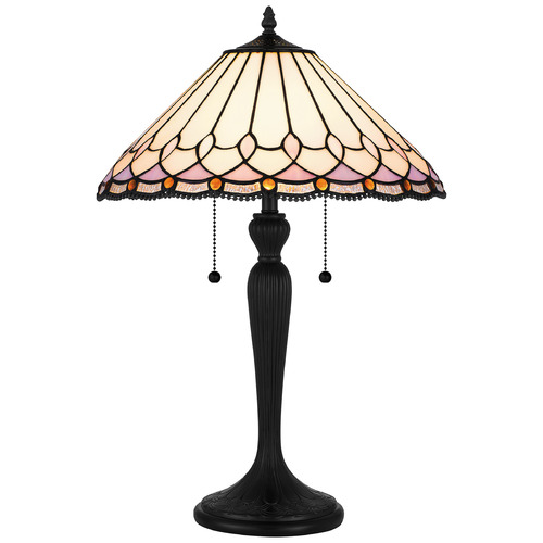 Quoizel Lighting Tiffany Matte Black Table Lamp with Conical Shade