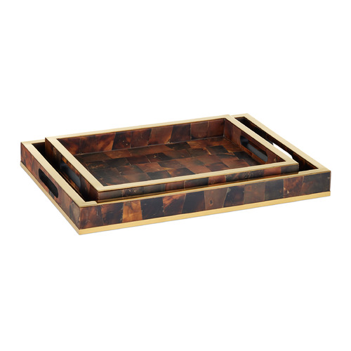 Currey and Company Casey Natural Pen Shell & Brass Tray