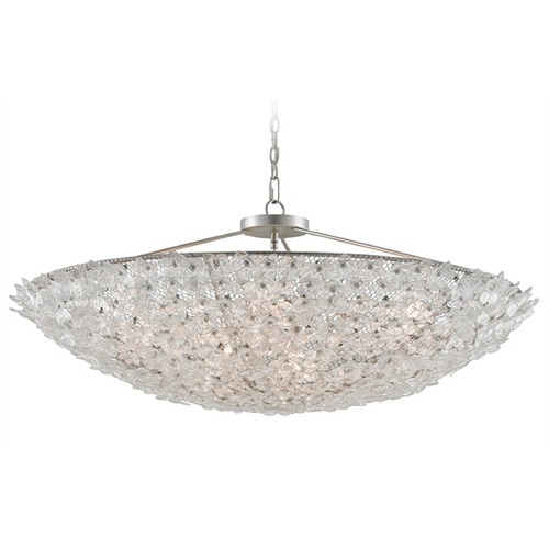 Currey and Company Lighting Currey and Company Bunny Williams Silver Pendant Light with Bowl / Dome Shade 9000-0179