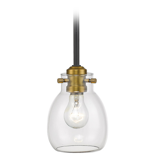 Z-Lite Kraken Matte Black & Olde Brass Mini Pendant by Z-Lite 466MP-MB-OBR