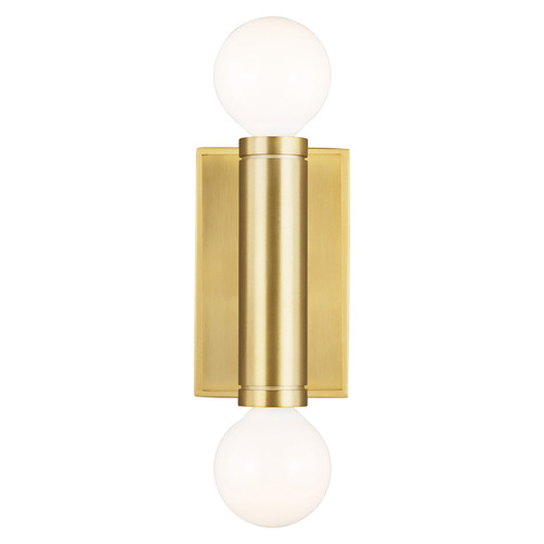 Thomas O'Brien Beckham Modern Burnished Brass 2-Light Narrow Sconce