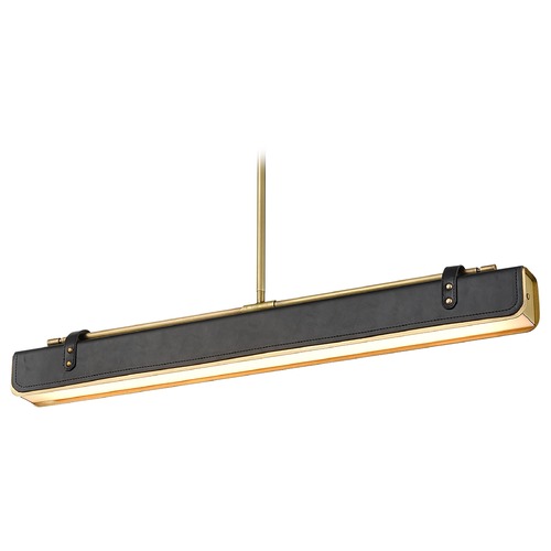 Valise Vintage Brass & Tuxedo Leather LED Island Light by Alora Lighting