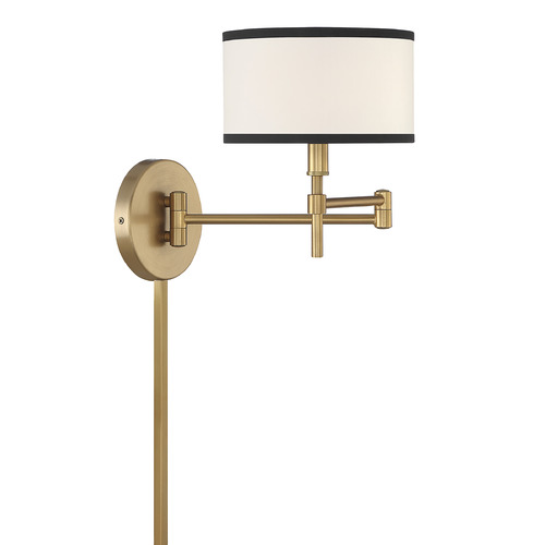 10.5-Inch High Swing Arm Convertible Wall Sconce in Natural Brass by Meridian