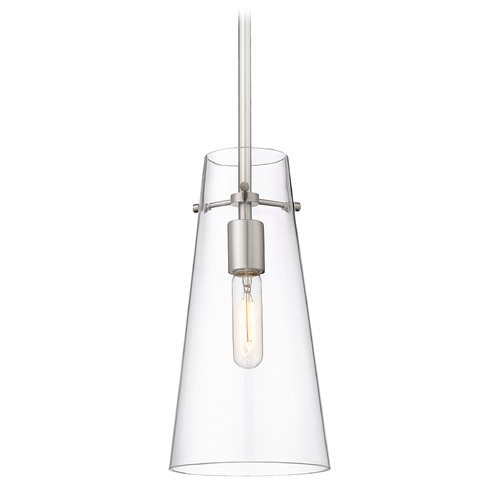Z-Lite Kira Brushed Nickel Mini-Pendant Light with Conical Shade