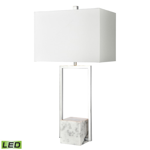 Elk Lighting Elk Lighting Dunstan Mews Chrome & White LED Table Lamp with Rectangle Shade H0019-8018-LED