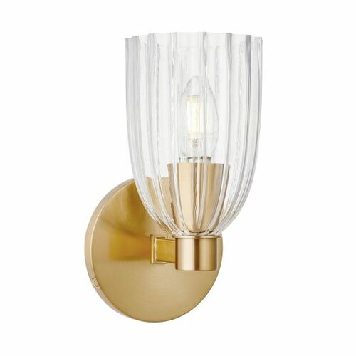 Single-Light Wall Sconce in Natural Brass by Meridian