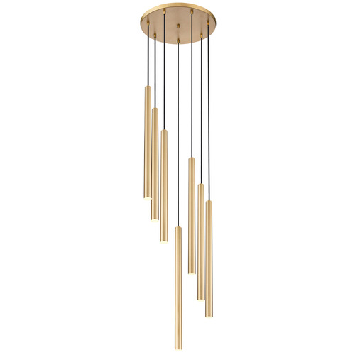Z-Lite Z-Lite Forest Modern Gold LED Multi-Light Pendant with Cylindrical Shade 919MP24-7R-MGLD-LED
