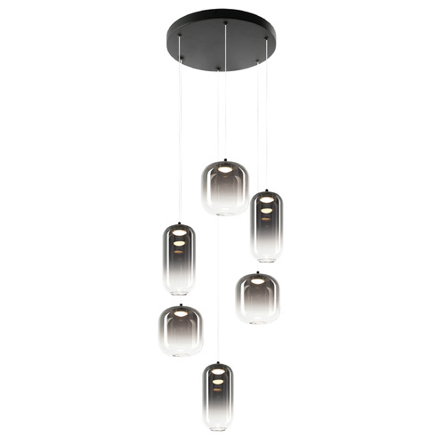 Matteo Lighting Matteo Lighting Refrax Matte Black LED Multi-Light Pendant with Cylindrical Shade C37406MBSM
