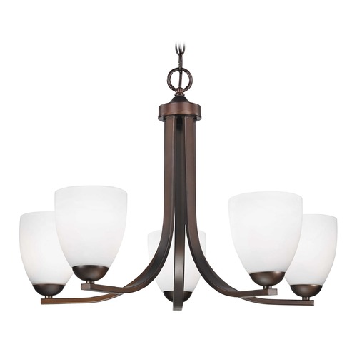 Dalton 5-Light Chandelier in Bronze with White Modern Bell Glass