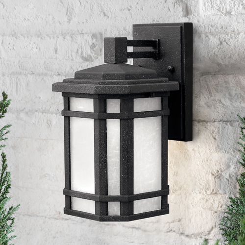 Hinkley Outdoor Wall Light with White Glass in Vintage Black Finish 1270VK