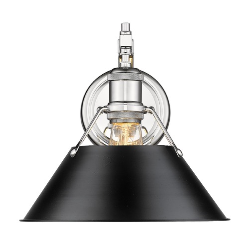 Golden Lighting Orwell Wall Sconce in Chrome & Black by Golden Lighting 3306-1WCH-BLK