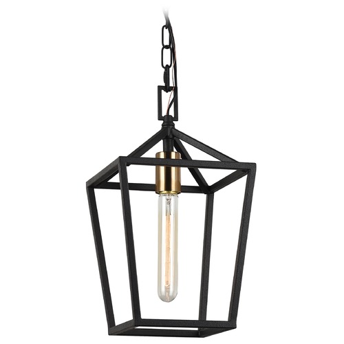 Matteo Lighting Scatola Rusty Black & Aged Gold Pendant by Matteo Lighting C61701RB