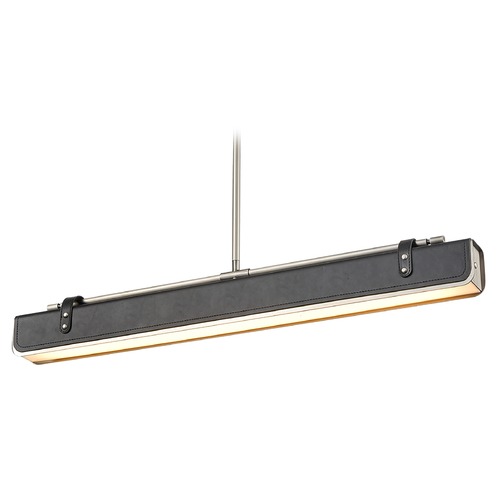 Valise Aged Nickel & Tuxedo Leather LED Island Light by Alora Lighting