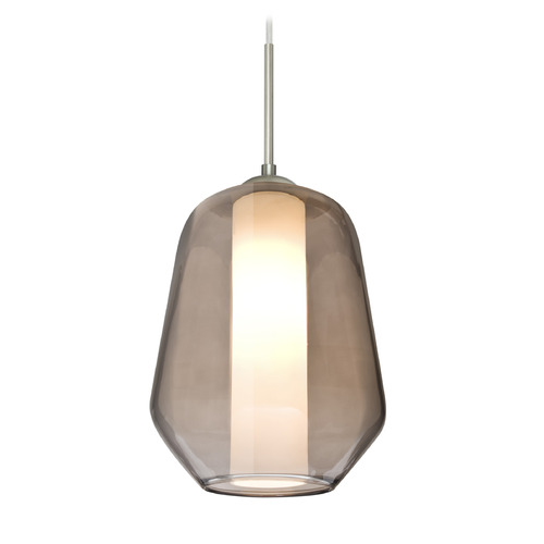 Besa Lighting Link Satin Nickel Mini-Pendant Light with Bowl / Dome Shade
