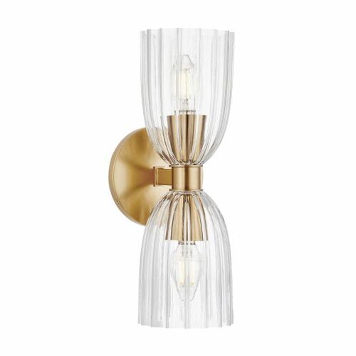 2-Light Wall Sconce in Natural Brass by Meridian