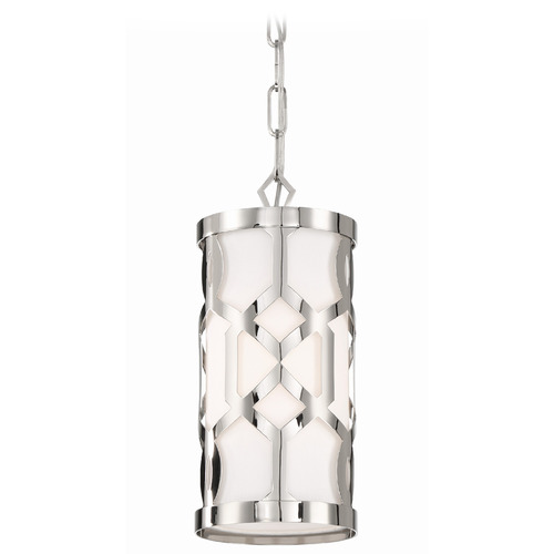 Crystorama Lighting Jennings Polished Nickel Mini-Pendant Light with Cylindrical Shade