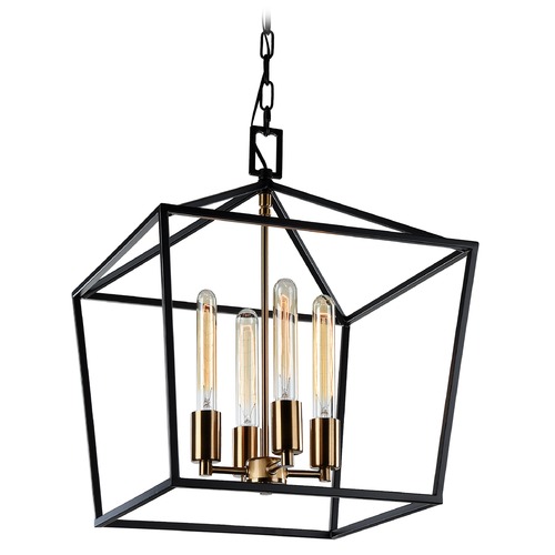 Matteo Lighting Scatola Rusty Black & Aged Gold Mini Chandelier by Matteo Lighting C61704RB