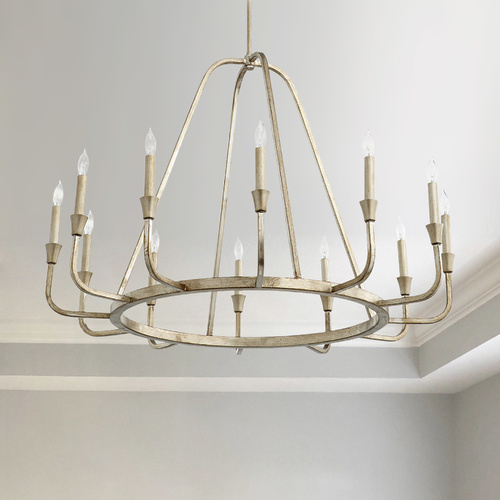 Marquee Aged Silver Leaf Chandelier by Quorum Lighting