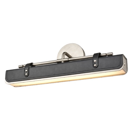 Valise Aged Nickel & Tuxedo Leather LED Bathroom Light by Alora Lighting