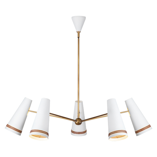 Alora Lighting Brickell 45-Inch Chandelier in White with Leather by Alora Lighting CH342545MWHL