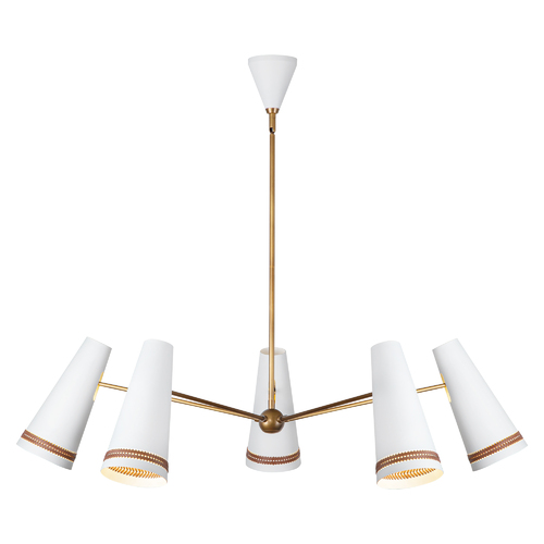 Brickell 45-Inch Chandelier in White with Leather by Alora Lighting