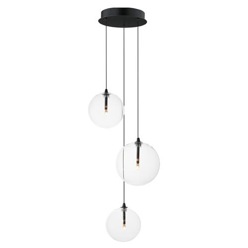 ET2 Lighting Et2 Global Black LED Multi-Light Pendant with Globe Shade E25073-18BK