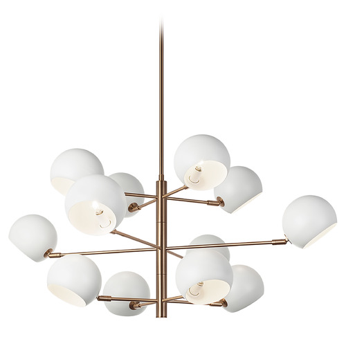 Matteo Lighting Orb Matte White & Aged Gold Chandelier