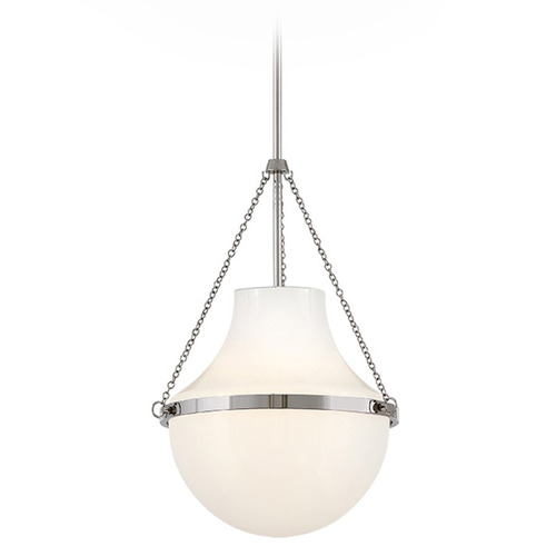 Hinkley Hinkley Collins Polished Nickel LED Pendant Light with Teardrop Shade 46897PN