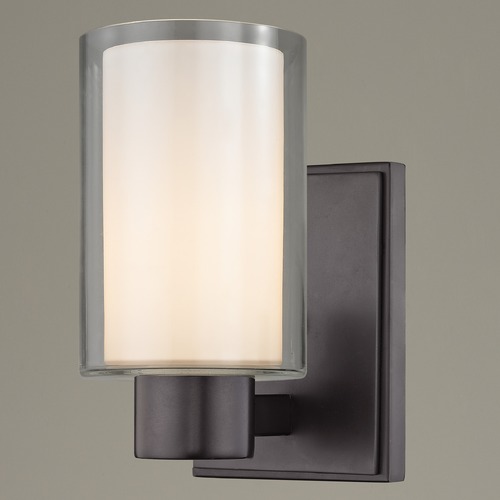 Design Classics Lighting Frosted Glass Sconce Bronze 2101-220 GL1061 GL1040C