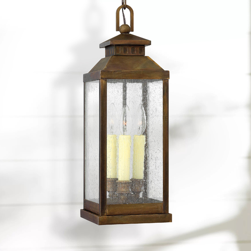 Hinkley Seeded Glass Outdoor Hanging Light Bronze Hinkley 1182SN