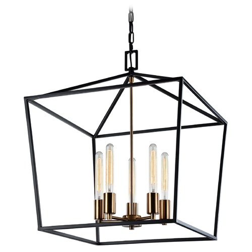 Matteo Lighting Scatola Rusty Black & Aged Gold Mini Chandelier by Matteo Lighting C61705RB