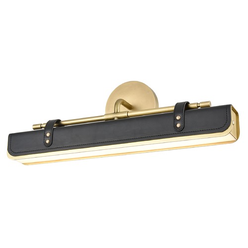Valise Vintage Brass & Tuxedo Leather LED Bathroom Light by Alora Lighting