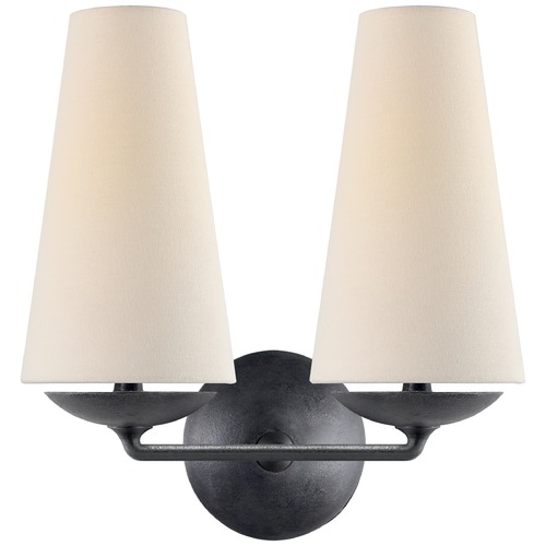 Visual Comfort Signature Collection Aerin Fontaine Double Sconce in Aged Iron by Visual Comfort Signature ARN2202AIL