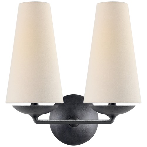 Aerin Fontaine Double Sconce in Aged Iron by Visual Comfort Signature