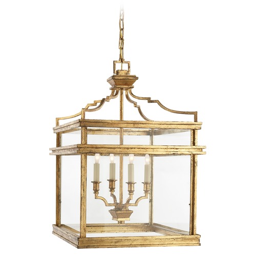 Visual Comfort Signature Collection E.F. Chapman Mykonos Medium Lantern in Gilded Iron by Visual Comfort Signature CHC2161GI