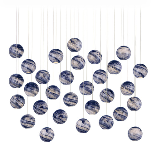 Currey and Company Palatino Silver Multi-Light Pendant with Globe Shade