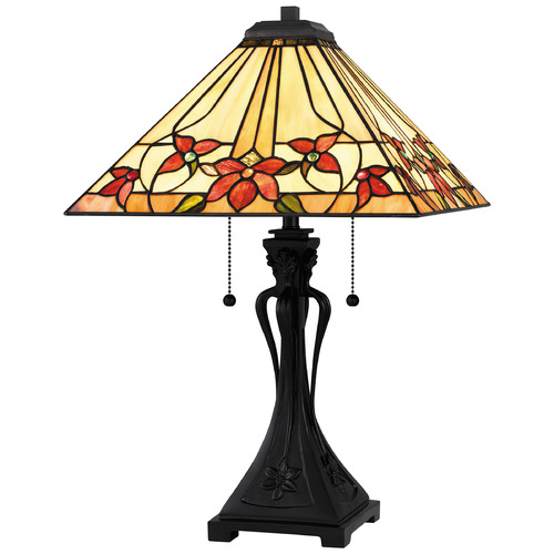 Quoizel Lighting Tiffany Matte Black Table Lamp with Square Shade